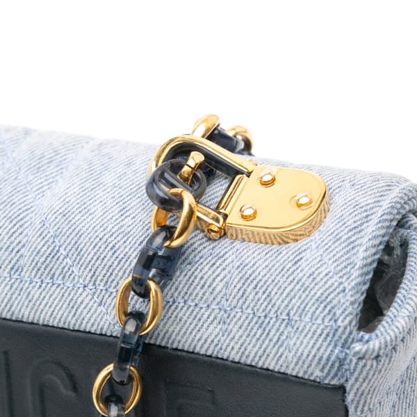 Pre-owned Dior Medium Denim Macrocannage Caro Bag Blue