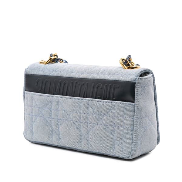 Pre-owned Dior Medium Denim Macrocannage Caro Bag Blue