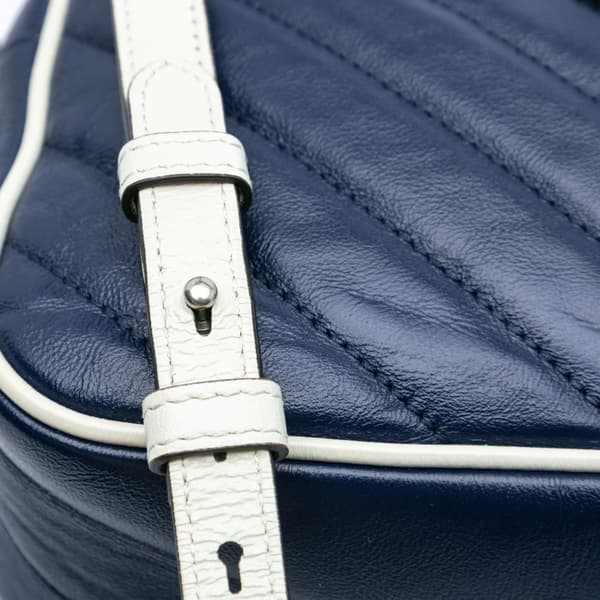 Pre-owned Gucci Small GG Marmont Leather Torchon Crossbody Blue