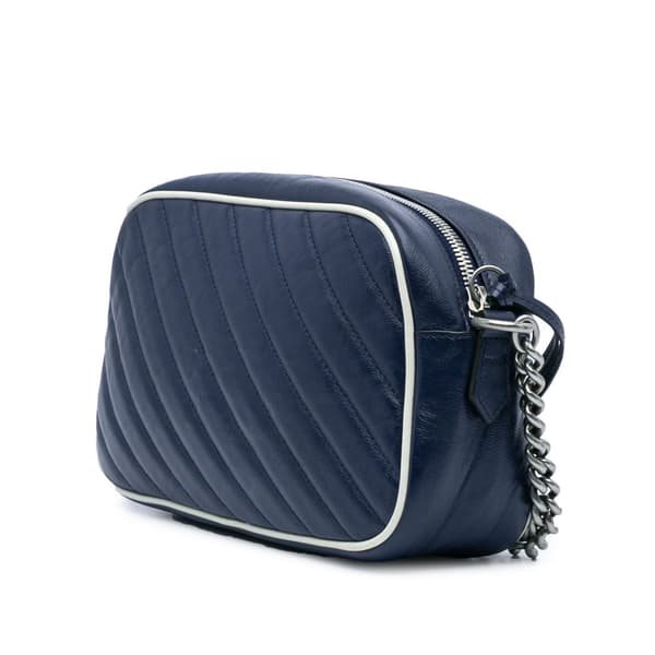 Pre-owned Gucci Small GG Marmont Leather Torchon Crossbody Blue