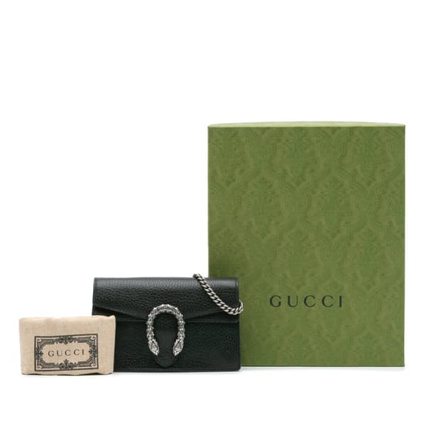 Pre-owned Gucci Super Mini Leather Dionysus Crossbody Black