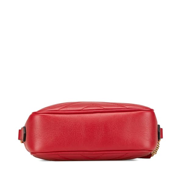 Pre-owned Gucci Mini GG Marmont Matelasse Leather Crossbody Red