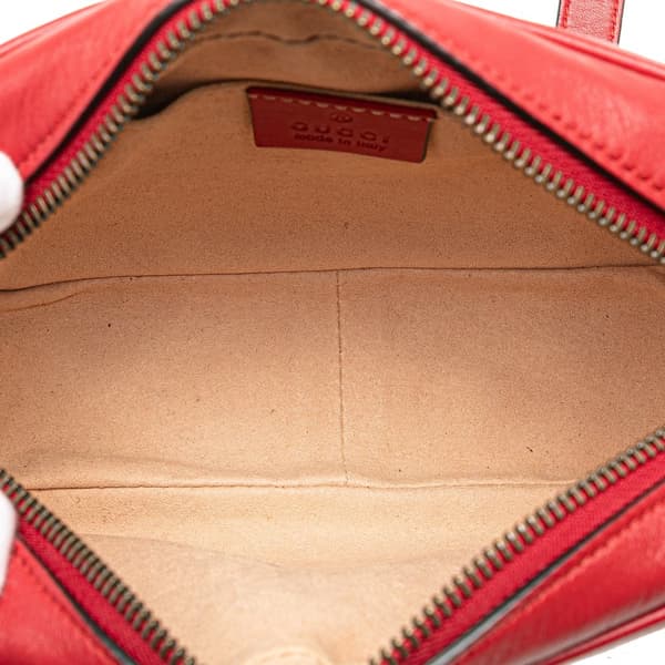 Pre-owned Gucci Mini GG Marmont Matelasse Leather Crossbody Red