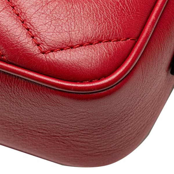 Pre-owned Gucci Mini GG Marmont Matelasse Leather Crossbody Red