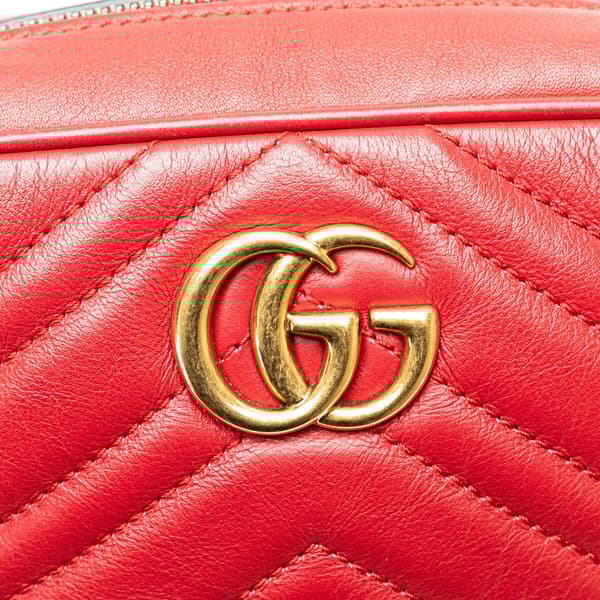 Pre-owned Gucci Mini GG Marmont Matelasse Leather Crossbody Red