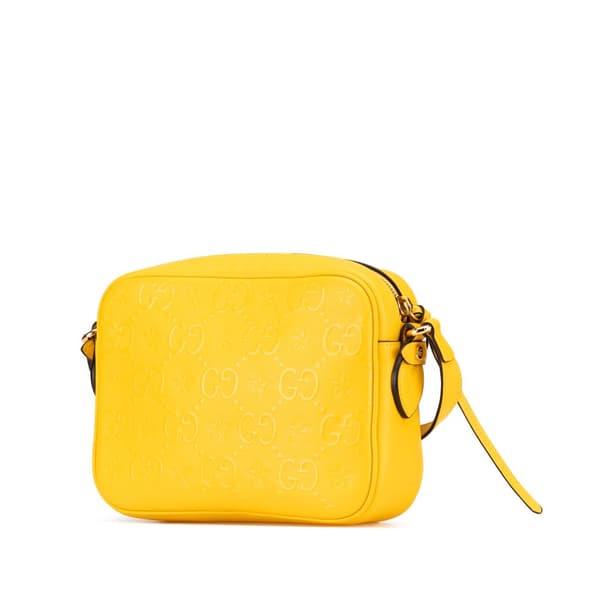 Pre-owned Gucci GG Star Embossed Leather Crossbody Yellow