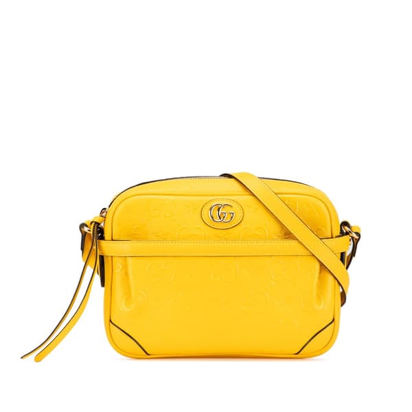 Pre-owned Gucci GG Star Embossed Leather Crossbody Yellow