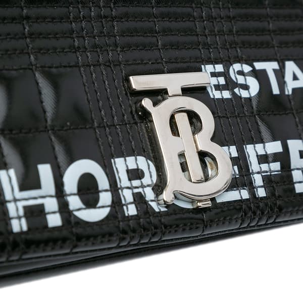 Pre-owned Burberry Small Patent Horseferry Lola Crossbody Black