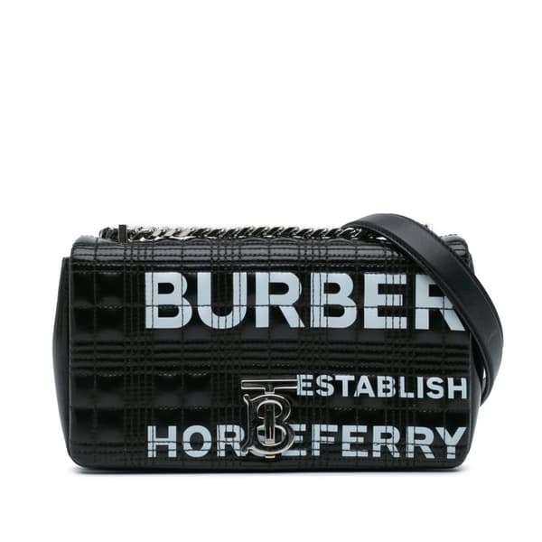 Pre-owned Burberry Small Patent Horseferry Lola Crossbody Black