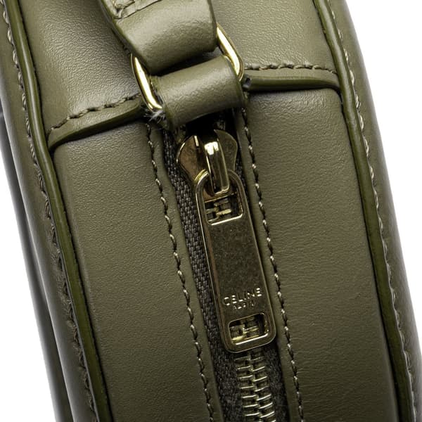Pre-owned Celine Small Calfskin Cuir Triomphe Oval Crossbody Green