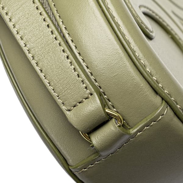 Pre-owned Celine Small Calfskin Cuir Triomphe Oval Crossbody Green