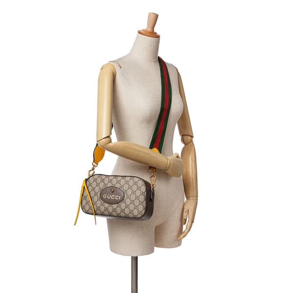 Pre-owned Gucci GG Supreme Web Neo Vintage Crossbody Brown