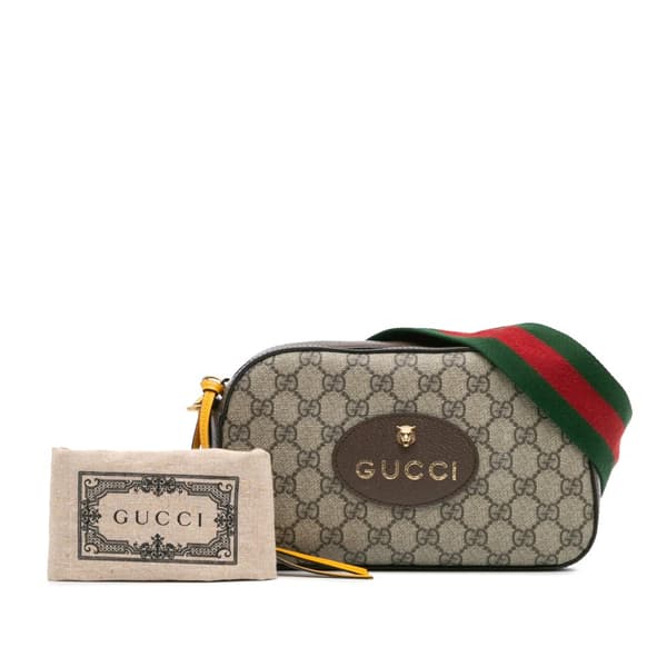 Pre-owned Gucci GG Supreme Web Neo Vintage Crossbody Brown