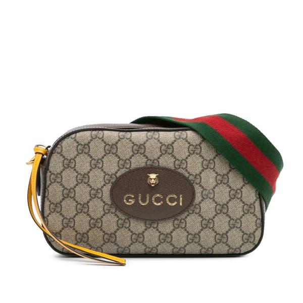 Pre-owned Gucci GG Supreme Web Neo Vintage Crossbody Brown