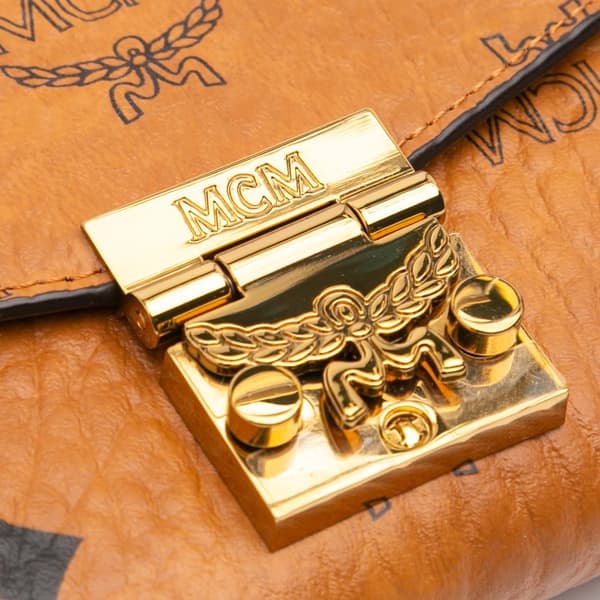 Pre-owned MCM Visetos Coated Canvas Patricia Wallet on Chain Brown