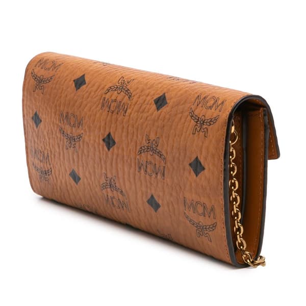 Pre-owned MCM Visetos Coated Canvas Patricia Wallet on Chain Brown