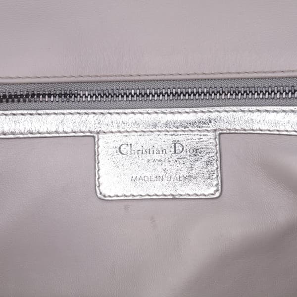 Pre-owned Dior Medium Metallic Calfskin Cannage Supple Caro Bag Silver