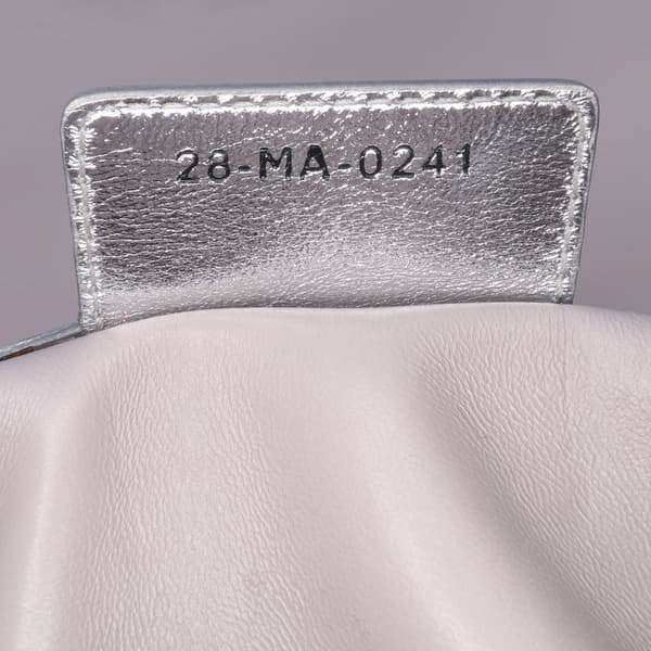 Pre-owned Dior Medium Metallic Calfskin Cannage Supple Caro Bag Silver