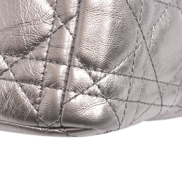 Pre-owned Dior Medium Metallic Calfskin Cannage Supple Caro Bag Silver