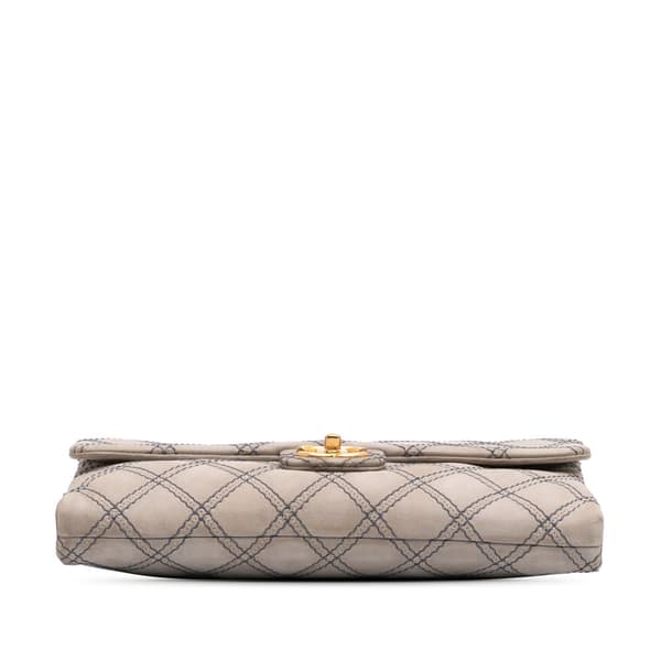 Pre-owned Chanel Jumbo Quilted Calfskin Triple Stitched Flap Gray