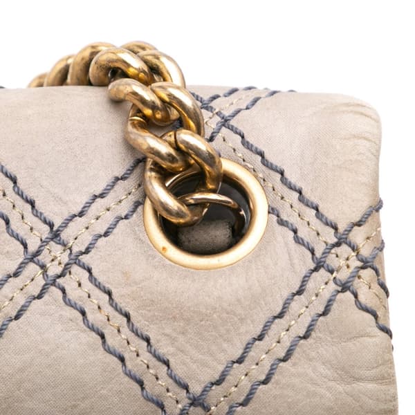 Pre-owned Chanel Jumbo Quilted Calfskin Triple Stitched Flap Gray