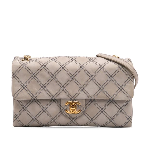Pre-owned Chanel Jumbo Quilted Calfskin Triple Stitched Flap Gray