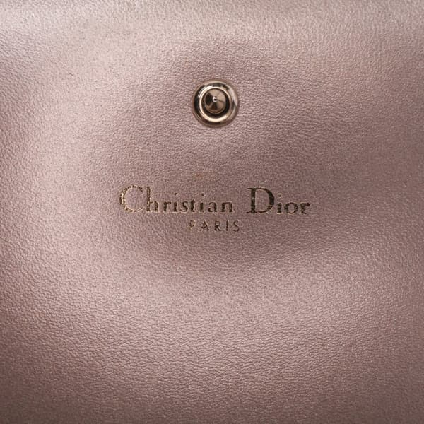 Pre-owned Dior Metallic Grained Calfskin Diorama Wallet on Chain Pink