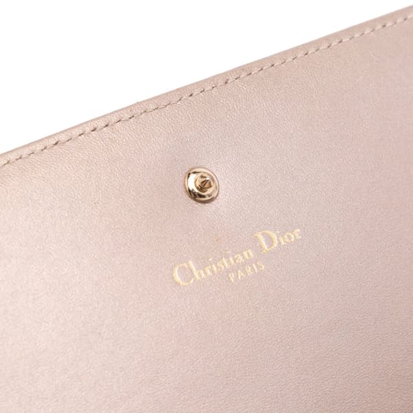 Pre-owned Dior Metallic Grained Calfskin Diorama Wallet on Chain Pink