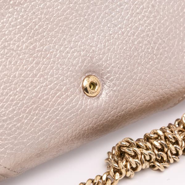 Pre-owned Dior Metallic Grained Calfskin Diorama Wallet on Chain Pink