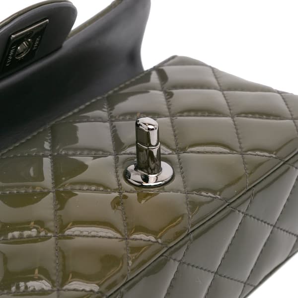 Pre-owned Chanel Extra Mini Rectangular Classic Patent Single Flap Green