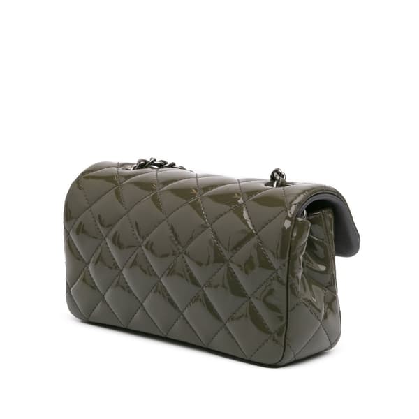 Pre-owned Chanel Extra Mini Rectangular Classic Patent Single Flap Green