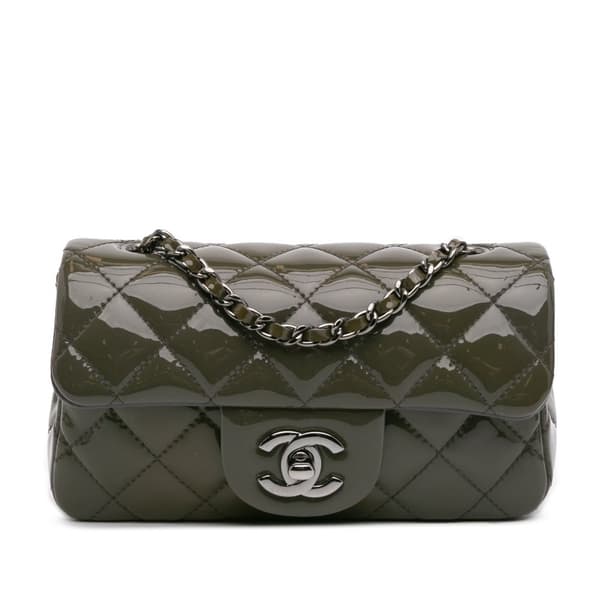 Pre-owned Chanel Extra Mini Rectangular Classic Patent Single Flap Green