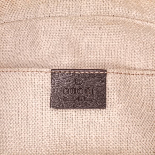 Pre-owned Gucci GG Canvas Webby Bee Camera Bag Brown