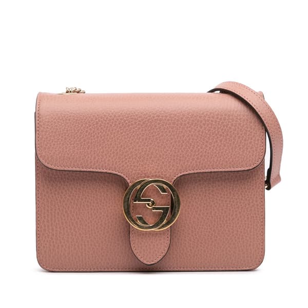 Pre-owned Gucci Small Dollar Calfskin Interlocking G Crossbody Pink