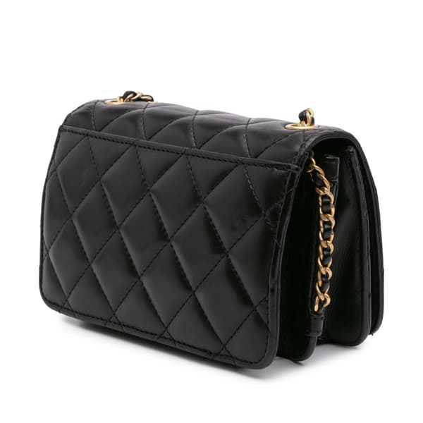 Pre-owned Chanel Mini CC Quilted Lambskin Full Flap Black