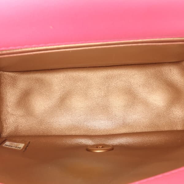 Pre-owned Chanel Mini Square Classic Lambskin Pearl Crush Single Flap Pink