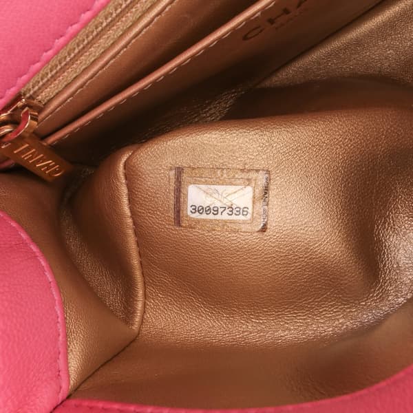 Pre-owned Chanel Mini Square Classic Lambskin Pearl Crush Single Flap Pink