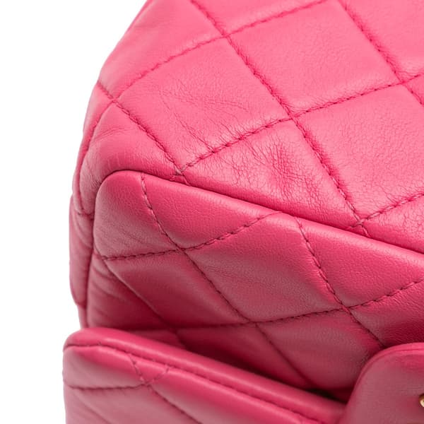 Pre-owned Chanel Mini Square Classic Lambskin Pearl Crush Single Flap Pink
