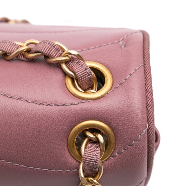 Pre-owned Chanel Paris Seoul Mini Lambskin Pagoda Single Flap Pink