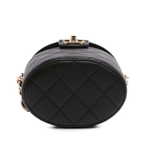 Pre-owned Chanel Mini Lambskin Elegant Chain Vanity Case Black