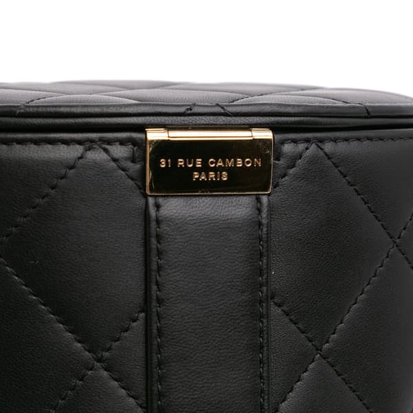 Pre-owned Chanel Mini Lambskin Elegant Chain Vanity Case Black