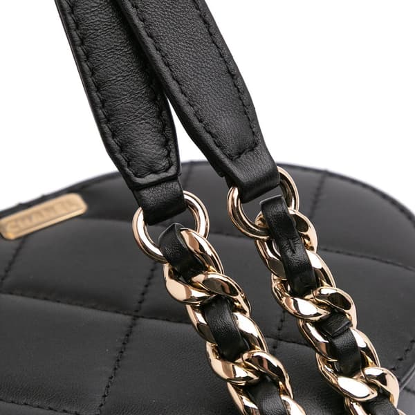 Pre-owned Chanel Mini Lambskin Elegant Chain Vanity Case Black