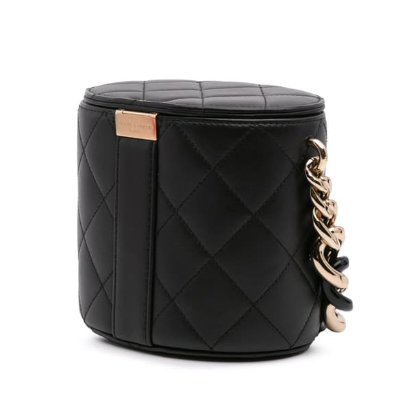 Pre-owned Chanel Mini Lambskin Elegant Chain Vanity Case Black