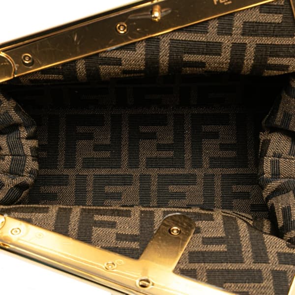 Pre-owned Fendi Small Knit Fendi First Crossbody Brown