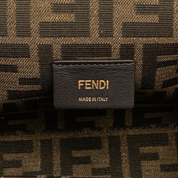 Pre-owned Fendi Small Knit Fendi First Crossbody Brown