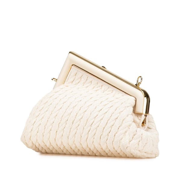 Pre-owned Fendi Small Knit Fendi First Crossbody Brown