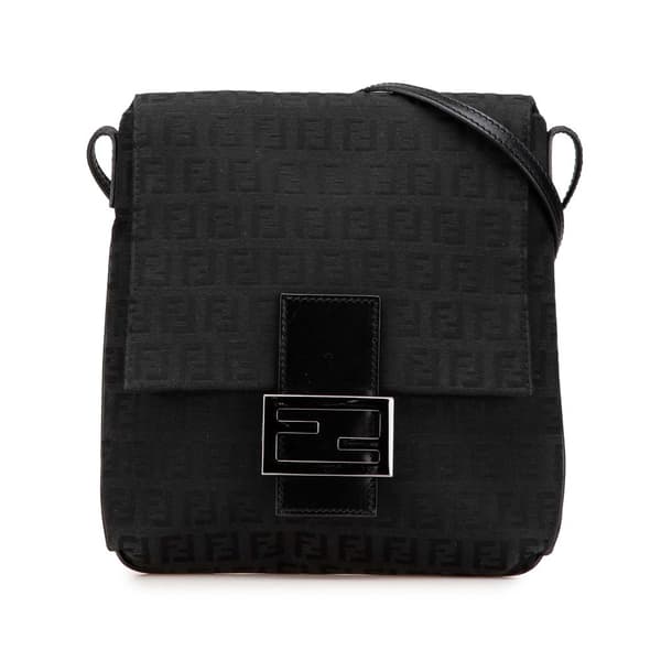 Pre-owned Fendi Zucchino Canvas Crossbody Black