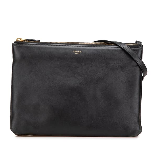 Pre-owned Celine Large Lambskin Trio Crossbody Black