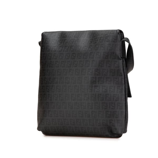 Pre-owned Fendi Zucchino Spalmati Crossbody Black
