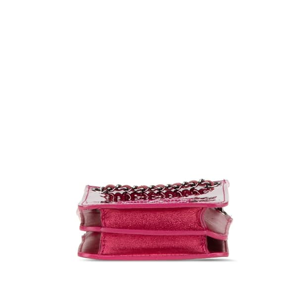 Pre-owned Chanel CC Patent Phone Holder Crossbody Pink